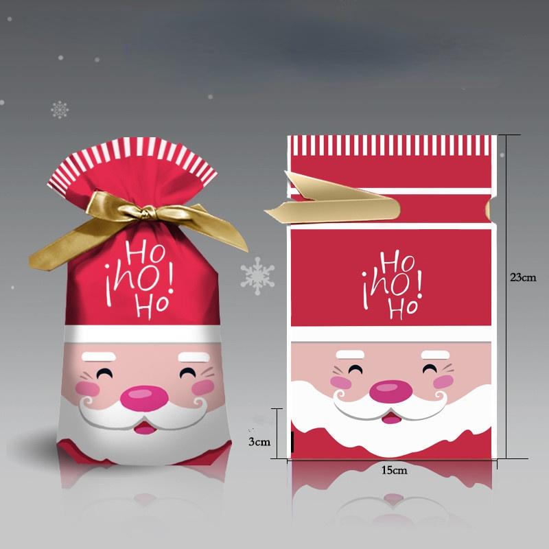 5Pcs Neue Jahr Weihnachten Süßigkeiten Verpackung Santa Geschenk Tasche Weihnachten Kunststoff Tasche Weihnachten Dekorationen für Home Navidad Red smile