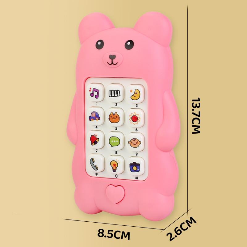 Niedriger Bär Baby Telefon Spielzeug Musik Ton Telefon Schlafspielzeug Simulation Telefon Mit Lichtern Kinder Frühpädagogisches Spielzeug Kinder Geschenke pink