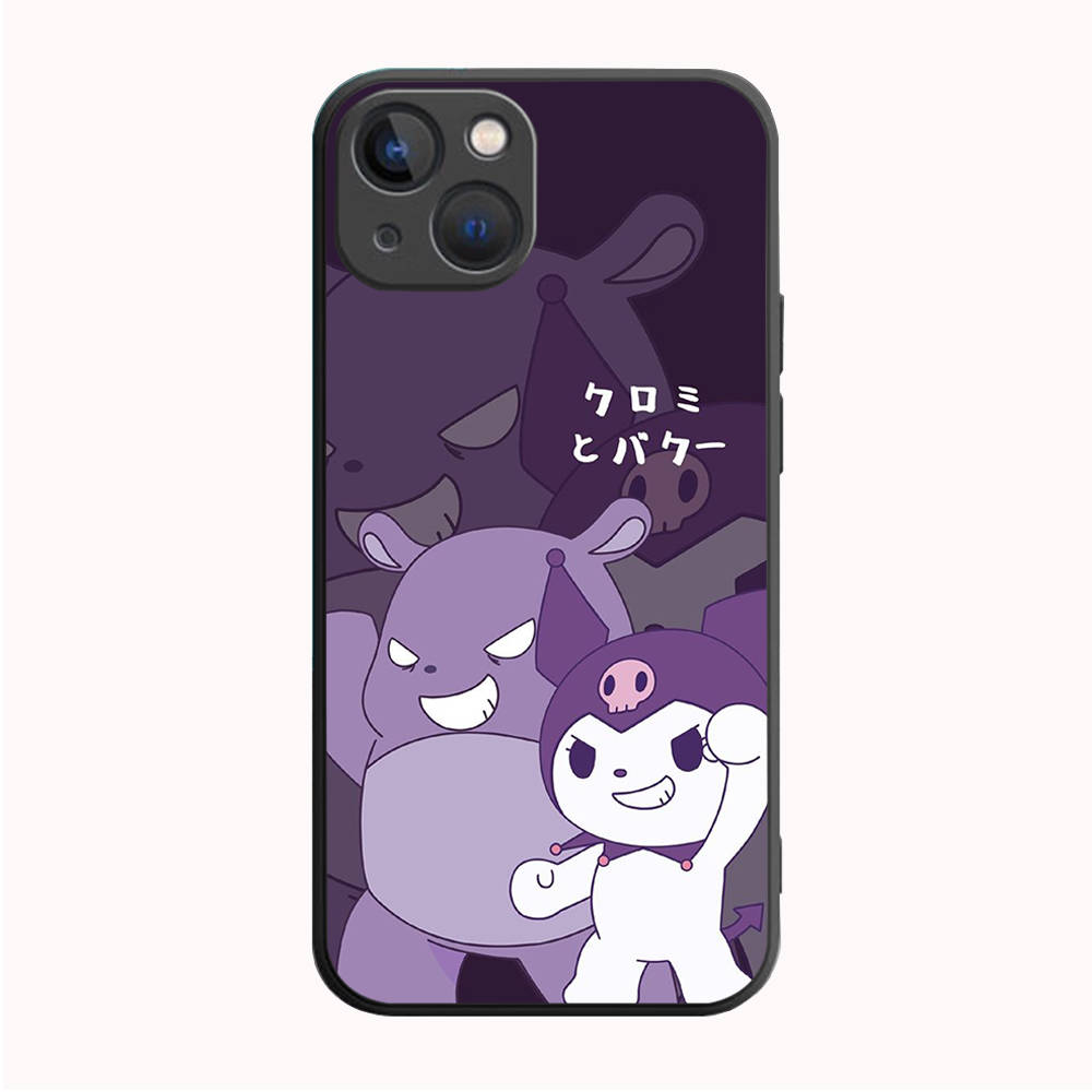 B-45 Kuromi Schwarze Hülle für Samsung S24 S23 S22 S21 S20 FE S10 Lite Ultra S7 S8 S9 Plus A05S A11 A12 A13 A15 A22 A24 A25 A32 A52 A71 5G Samsung A01 ebenholz