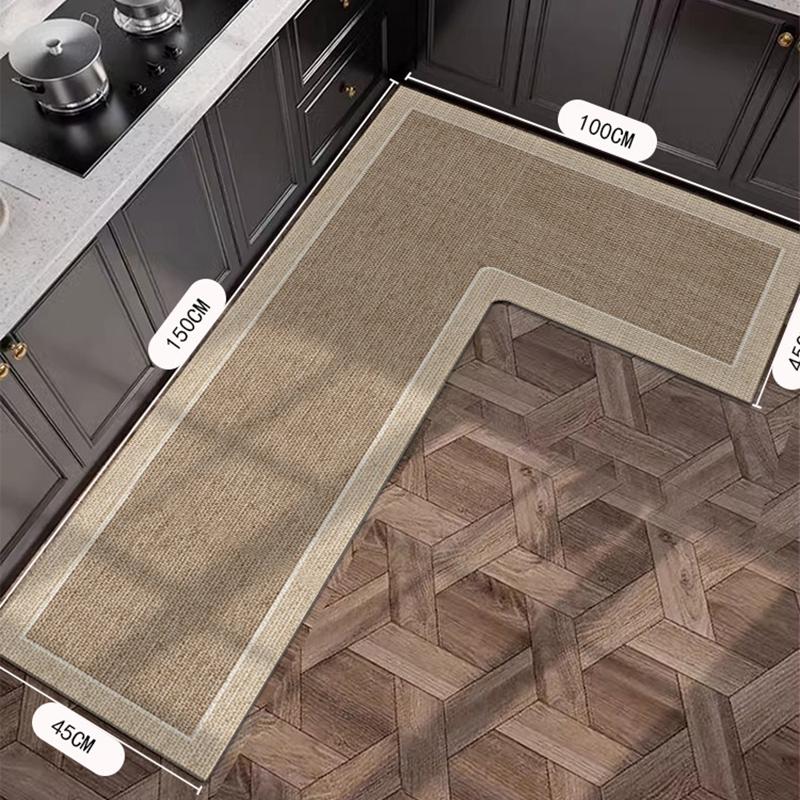 Küchenteppich L-Form, rutschfeste Bodenmatte, Kieselalgen-Schlamm-Absorptionsmatten, Heimdekorationsteppich, Ölabsorption, Leinenimitat-Teppiche 80x160x45cm