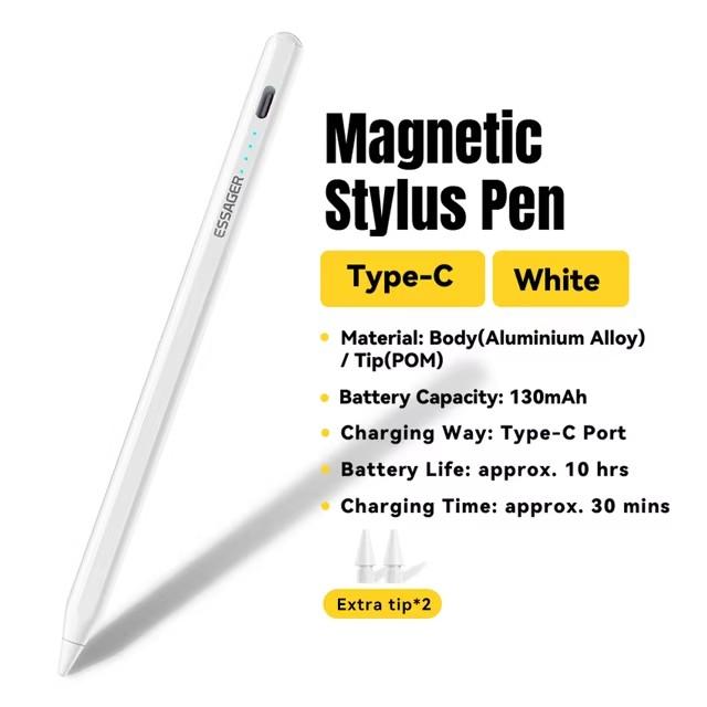 Essager Magnetischer Stylus für iPad Apple Pencil USB Tpye C Aufladung für iPad Pencil Zubehör weiß