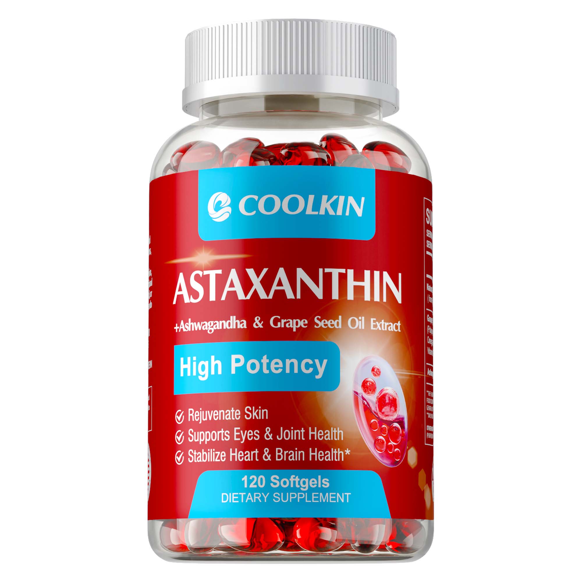 Astaxanthin-Kapseln, 24 mg pro Portion, rein natürlich, Nahrungsergänzungsmittel, geeignet für Männer und Frauen. 120
