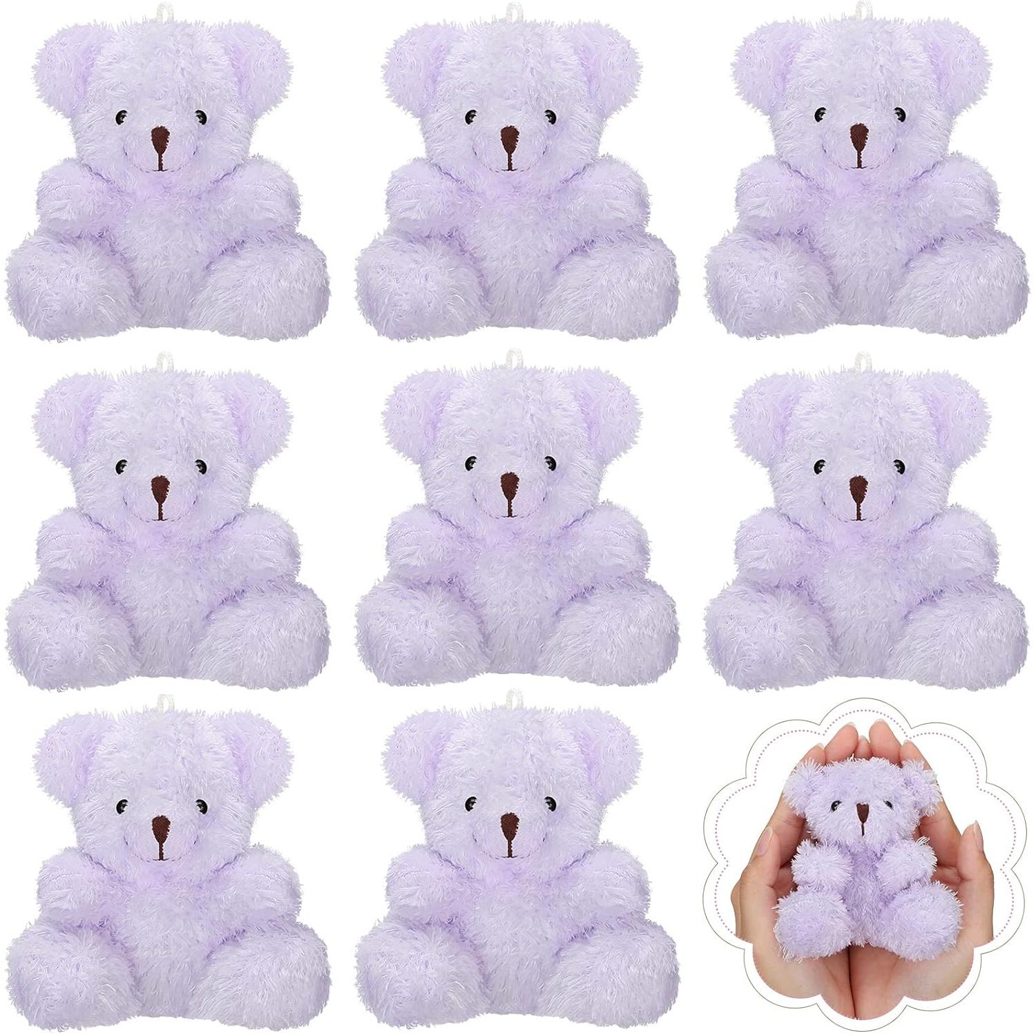 12-4s Mini-Plüschbären 4 Zoll Kleiner Bär Stofftier Spielzeug Winziger Flauschiger Bär Weicher Bär Plüschtier für Geburtstagsfeier Giveaways 48 PCS violett