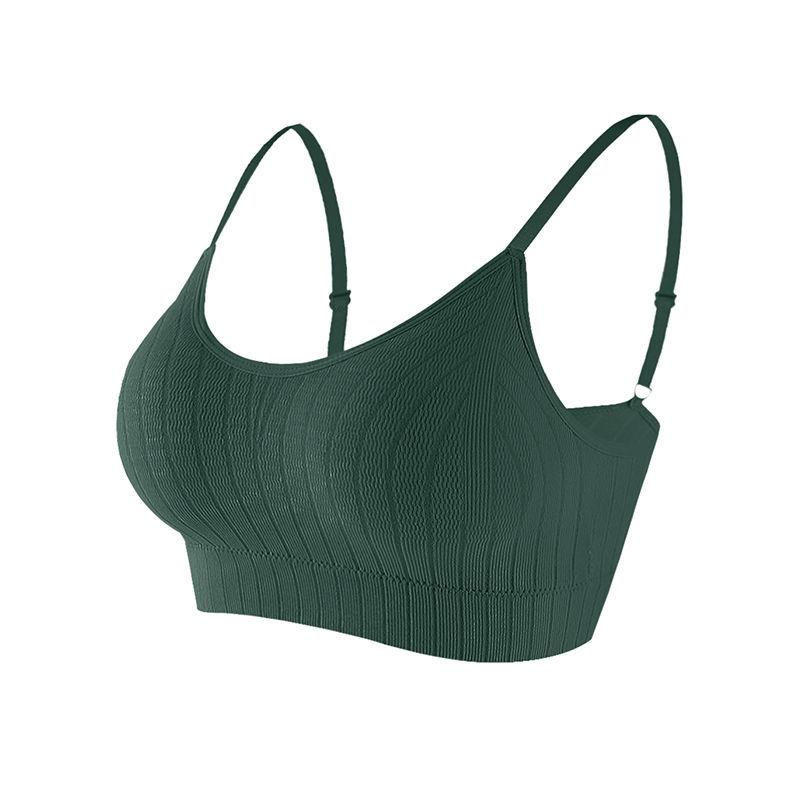 Damen Push-up-BH, elastisch, gerafft, All-Match-Unterwäsche, nahtloser BH, kabellos, einfarbig, verdickende Unterwäsche One Size grün