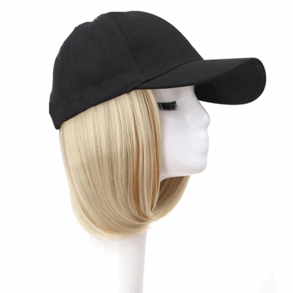 Sonnenschutz-Kappe Baseballkappe mit Haarverlängerung Verstellbar Schwarz Braun Haarteil für Damen 22TH88