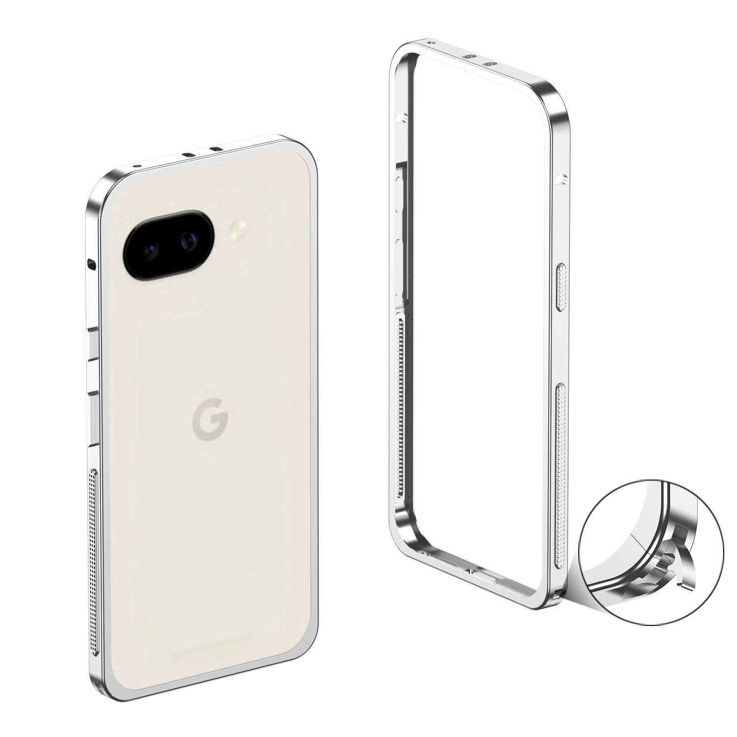 Hülle Für Google Pixel 10A Abnehmbare Metall Schutz Ultra-Dünne Hülle Für Google Pixel 10 A Metallrahmen Stoßfeste Hülle Bumper For Google Pixel 10A silber