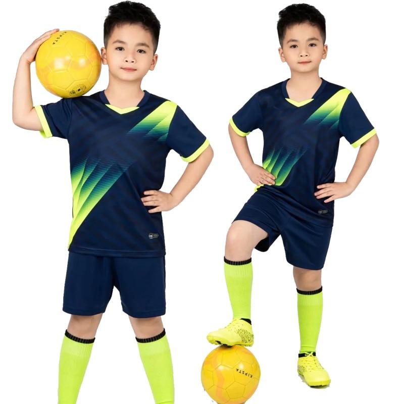 Kinder Fußball Uniformen Jungen Mädchen Jugend Fußball Jersey Set Home Kurzarm Kit Shorts Kind Fußball Jersey Set Sportbekleidung 100