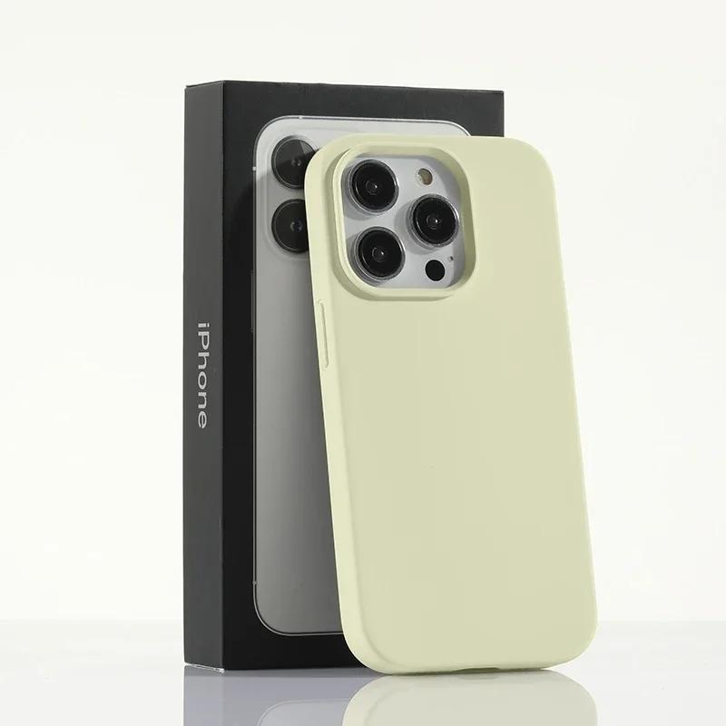 Luxuriöse Flüssigsilikonhülle für Apple iPhone 16 15 Pro Max Candy Color Vollständige Schutzhülle für iPhone 14 13 12 11 Pro Max XR X XSMax iPhone 12 Pro Max gelb