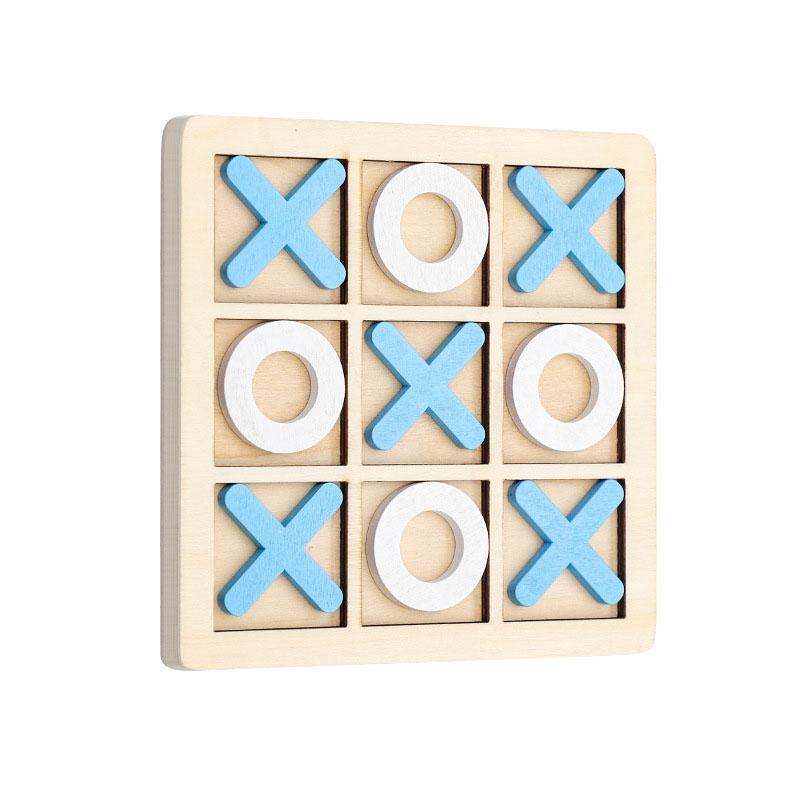 Montessori XO Schach Puzzle 3D Geometrische Formen Brettspiele Für Kinder Kinder Pädagogisches Holzspielzeug beige