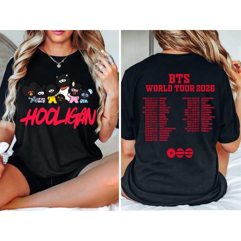 BTS Hooligan Tour T-Shirt, BTS Army T-Shirt, Bangtan Boys T-Shirt, BTS Konzert T-Shirt, Kpop Welttournee 2026 T-Shirt, Bts Comeback T-Shirt XL