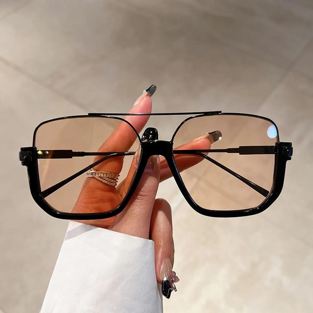 Modische übergroße quadratische Retro-Sonnenbrille für Herren und Damen mit Doppelsteg, Sonnenbrillen-Design, UV400