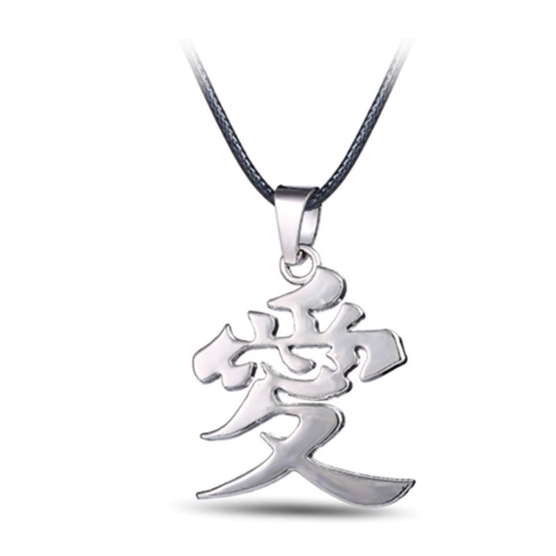 Anime Naruto Metall Halskette Gaara Kürbis Liebe Logo Anhänger Cosplay Zubehör Schmuck silber
