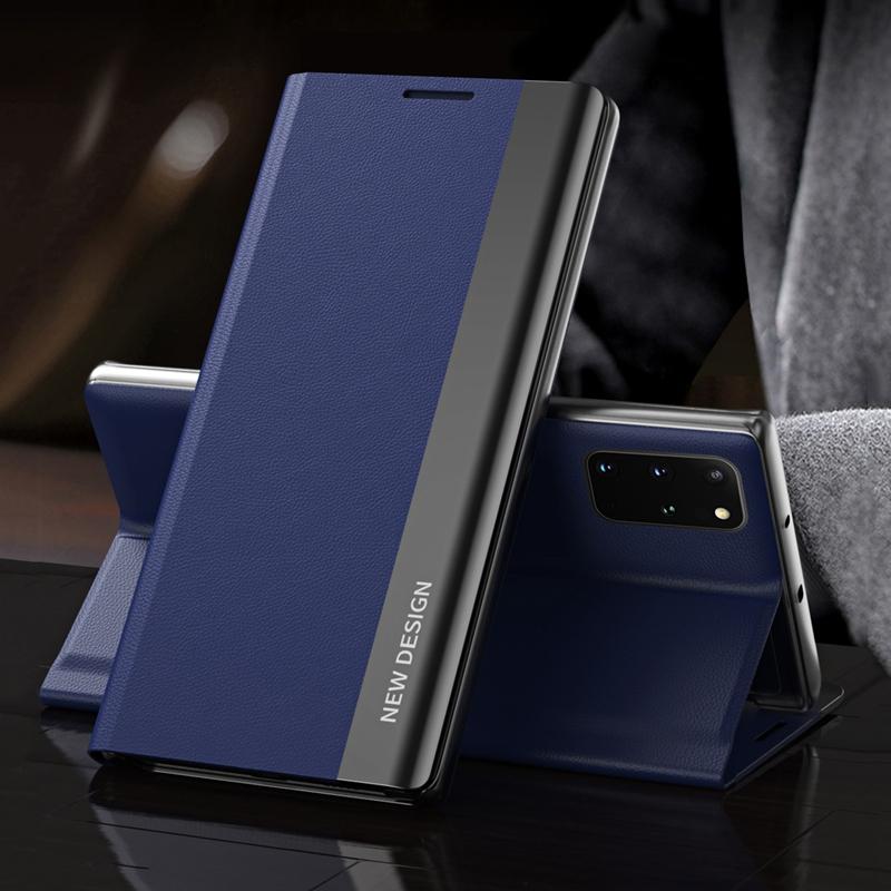 Magnetische Beschichtung Flip Case für Samsung S25 S24 S23 S22 Leder Buchständer Cover für Xiaomi 14 13 Redmi Note 12 11S 10S Stoßfeste Hülle Redmi Note 10 5G/Note 10T navy blau