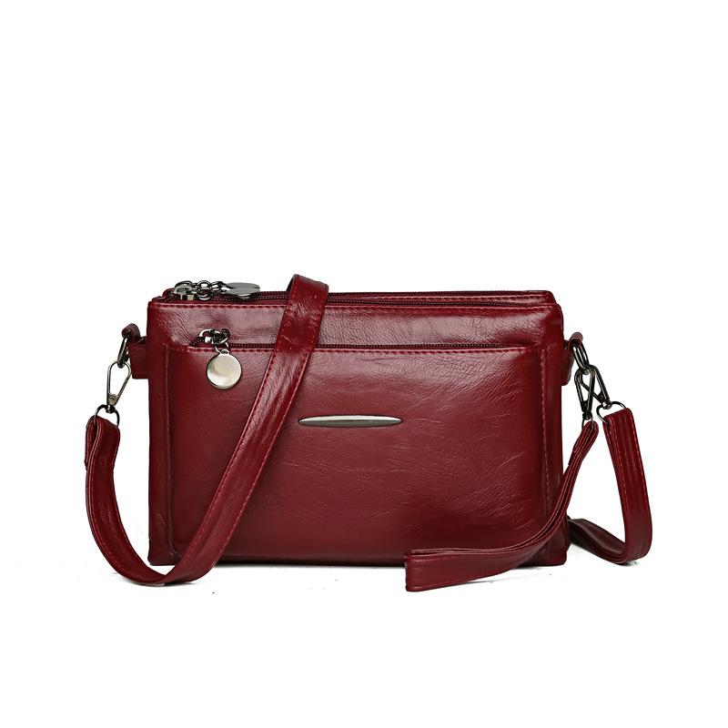 Damentasche Mehrschichtige Handytasche Weiche Leder Schulter Umhängetasche Muttertasche rot