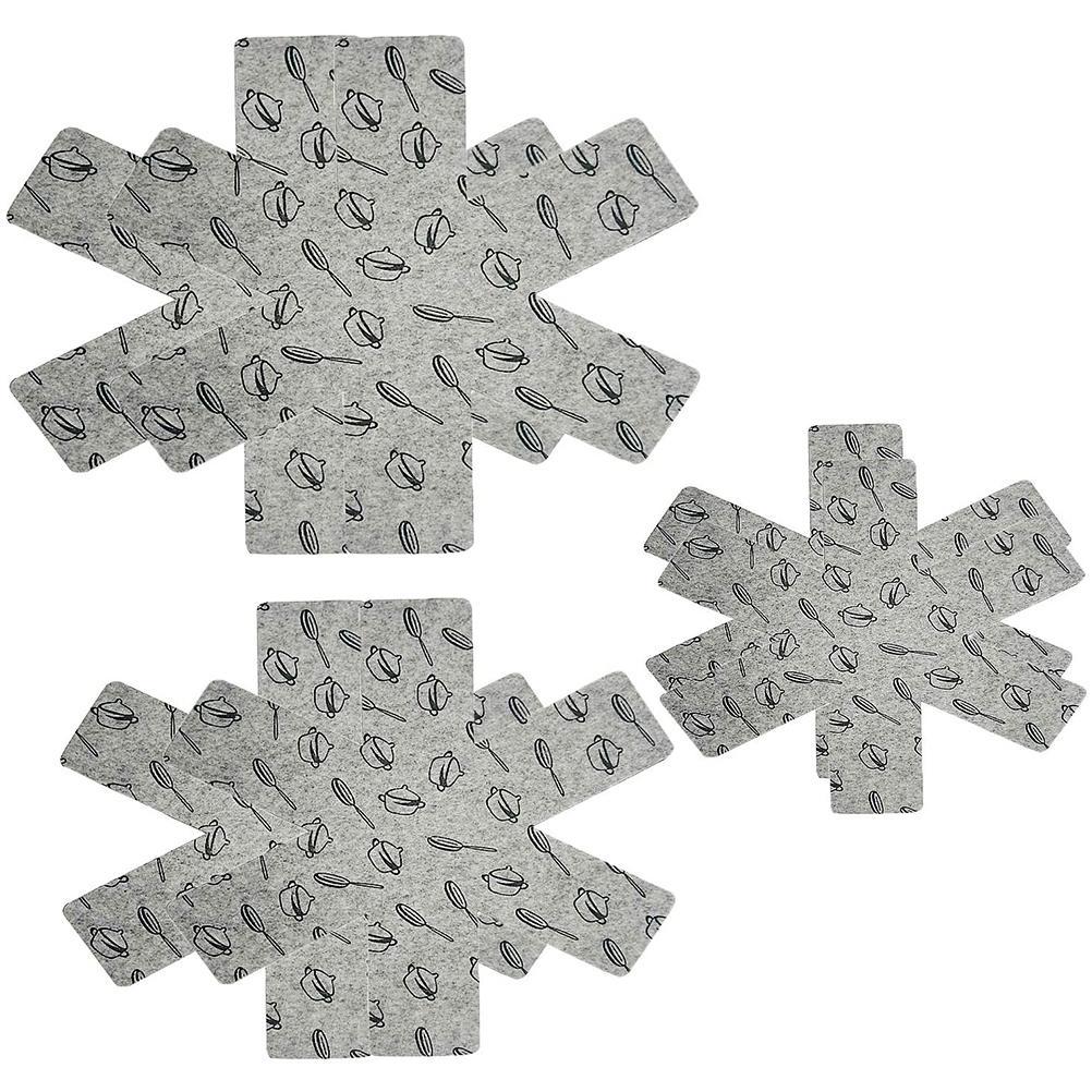 12 stücke Topf Pfanne Protektoren Non Woven Trennwände Wiederverwendbare Topf Schutz Pads für Lagerung Braten grau