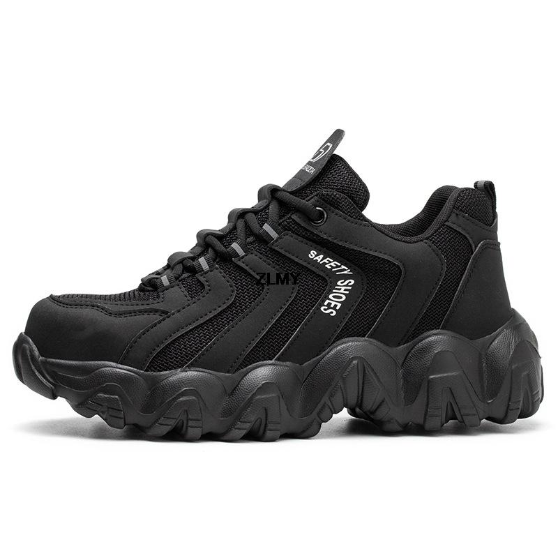Mode Neue Damen Sicherheitsschuhe Stahlkappe Sneaker Plateau Arbeitsschuhe Leicht Anti-Pannen Anti-Quetsch Sicherheitsstiefel Damen Arbeitsstiefel 43 schwarz