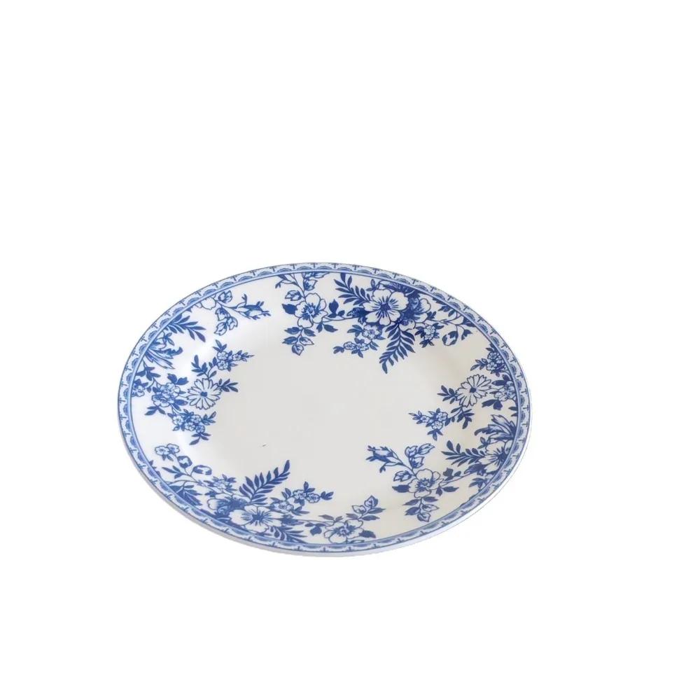 6-Zoll-blau-weißer Keramikteller, Dessert-/Kuchenteller, runder kleiner Teller, Tischdekoration, Ornamente, Teller, Obsttablett, Geschirr white