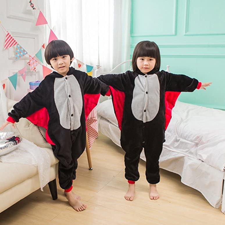 Kinder Kigurumi Katze Onesie Pyjama Mädchen Overall Tier Nachtwäsche Overall Kapuze Pyjama Ohne Schuhe 5T schwarz