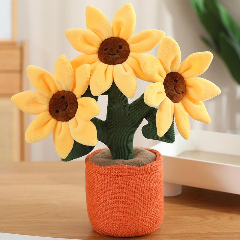 Lächeln Sonnenblume Puppe Plüschtier Sonnenblume Topf Puppe Heimdekoration Ornament Stoffpuppe 32cm orange