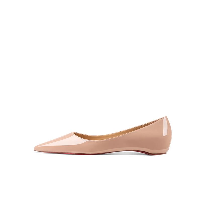 Flache Schuhe für Damen, beliebte neue Schuhe, rote, glänzende Unterseite, erhöhte flache Schuhe, spitz, flacher Mund, einzelne Schuhe, kostenlose Lieferung 35 white