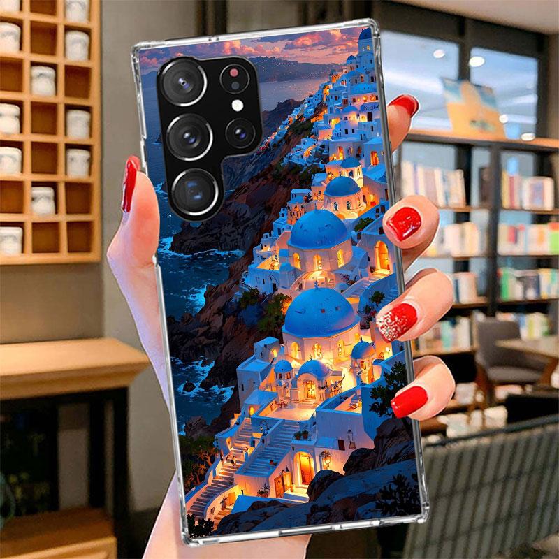 Griechenland im Sommer Santorini Handyhülle für Samsung Galaxy S26 S25 Edge S24 Ultra S23 S22 Plus S21 S20 FE Weiche Hülle Galaxy Samsung S23 Ultra