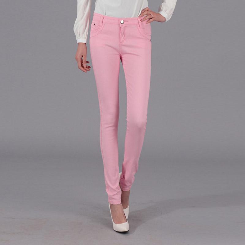 Frauen Damen Bleistift Hosen Sommer Taschen Taste Dünne Waden Länge Hosen Casual Stretch Hose Plus Größe Weibliche Hosen S rosa