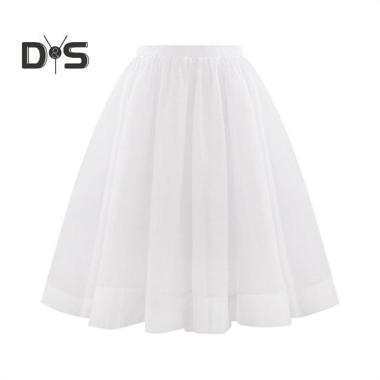 Damen Retro Ballettrock Elastischer Hoher Taille 3-Lagen Tüll Petticoat Tanzrock Karneval Cosplay Tutu Rock L weiß
