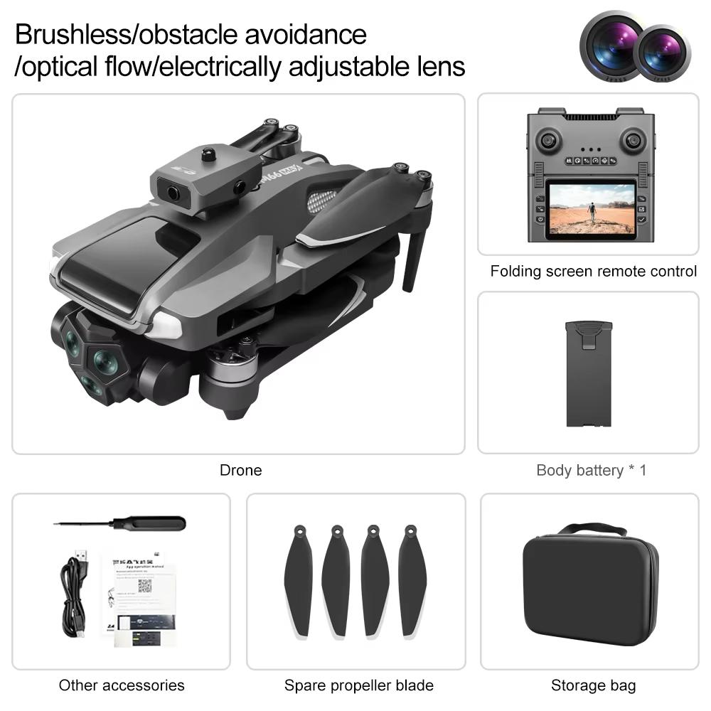 Neuer M66 MAX Professioneller Drohne HD Kameras Bürstenlos 5G Hindernisvermeidung Optische Fluss Positionierung Faltbarer RC Quadcopter Bildschirmanzeige Spielzeug Geschenk 2 batterys