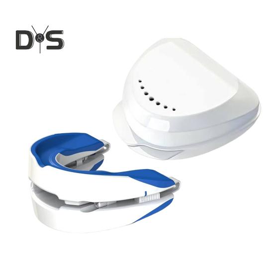 Anti-Schnarch-Mundstück, verstellbar, BPA-frei, latexfrei, für Männer und Frauen, universell, besserer Schlaf, Anti-Schnarch-Mundschutz blau/weiß