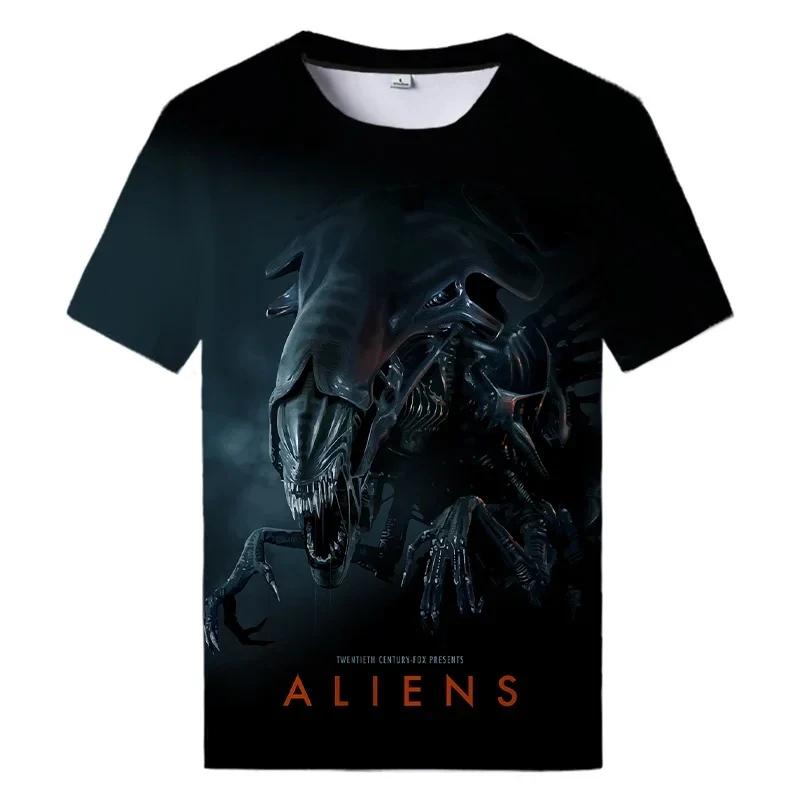 Sommer Neu Alien Kunst 3D Druck T-Shirt Für Herren Kleidung Täglich Lässiges T-Shirt Horror Alien Film Grafik Harajuku Oberteile T-Shirts 5XL
