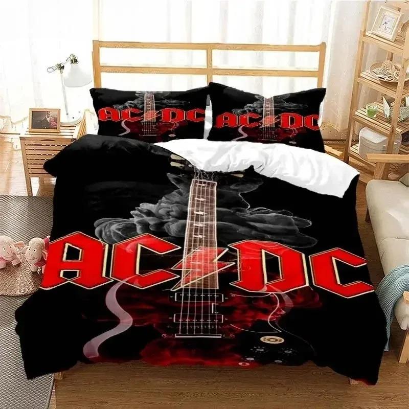 3D-Druck AC/DC Rockband Bettwäscheset Jungen Mädchen Twin Queen Size Bettbezug Kissenbezug Bett Kinder Erwachsene Mode Heimtextilien AU Single 140x210cm