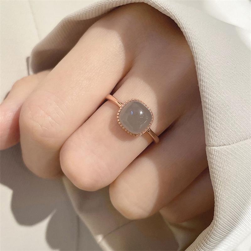 Vintage Künstliche Jade Quadratischen Ring Herbst Winter Chinesischen Stil Kristall Geometrische Finger Ring Für Frauen Mode Schmuck A2