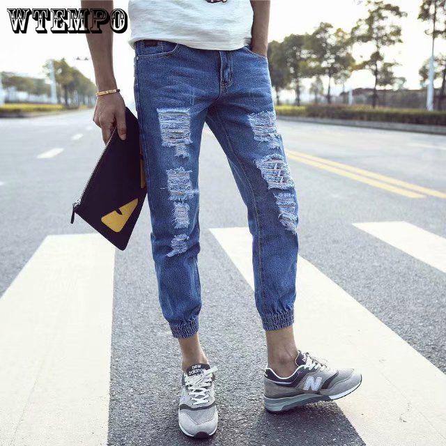 Jeans Herrenmode Neun Punkte Jeans Schlank Sommer Jeans Bloom Hose 33