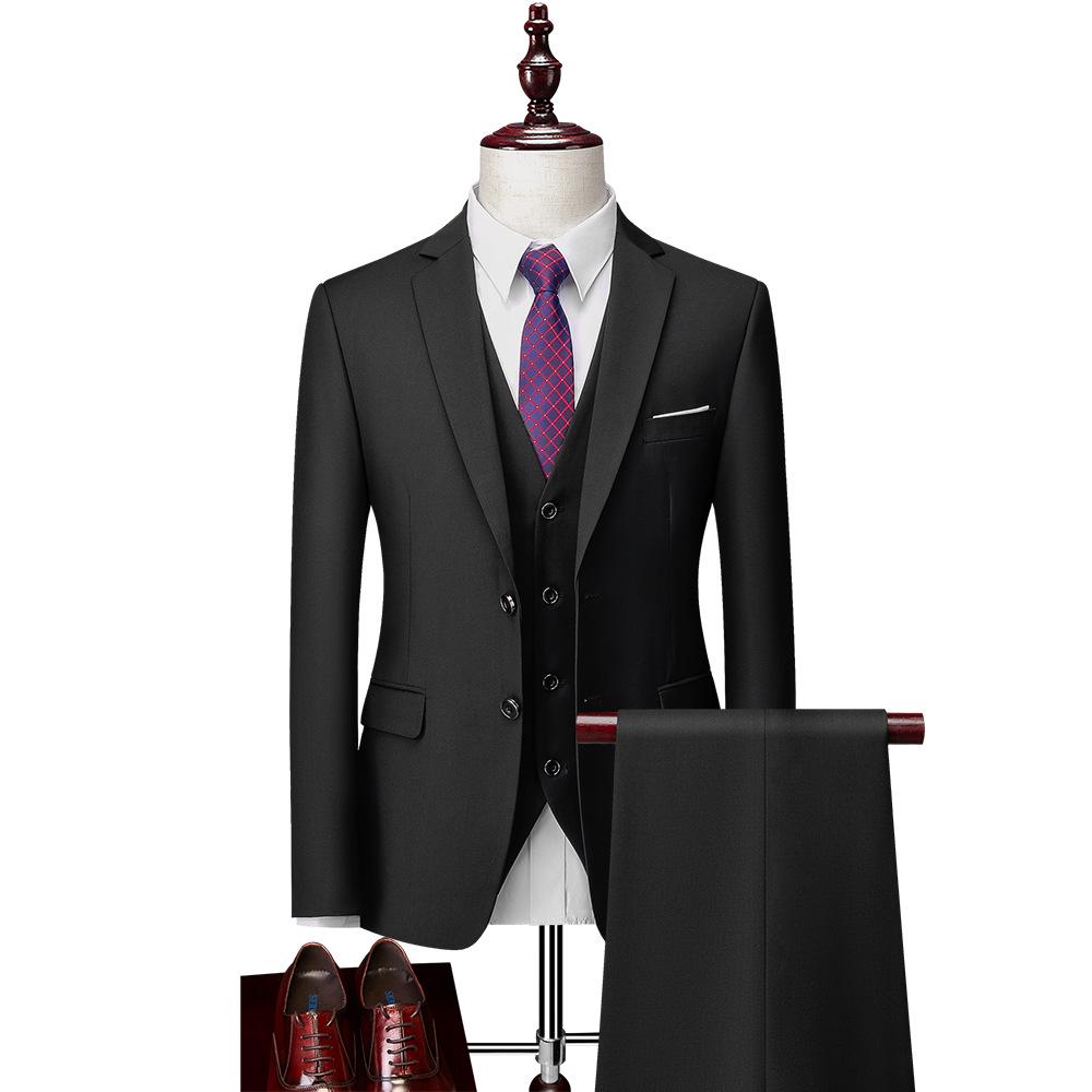 12 Farben Herrenmode Anzug Anzug Herren Hochzeit Bräutigam Business Casual Western Service Mann Anzüge & Blazer L-175 schwarz