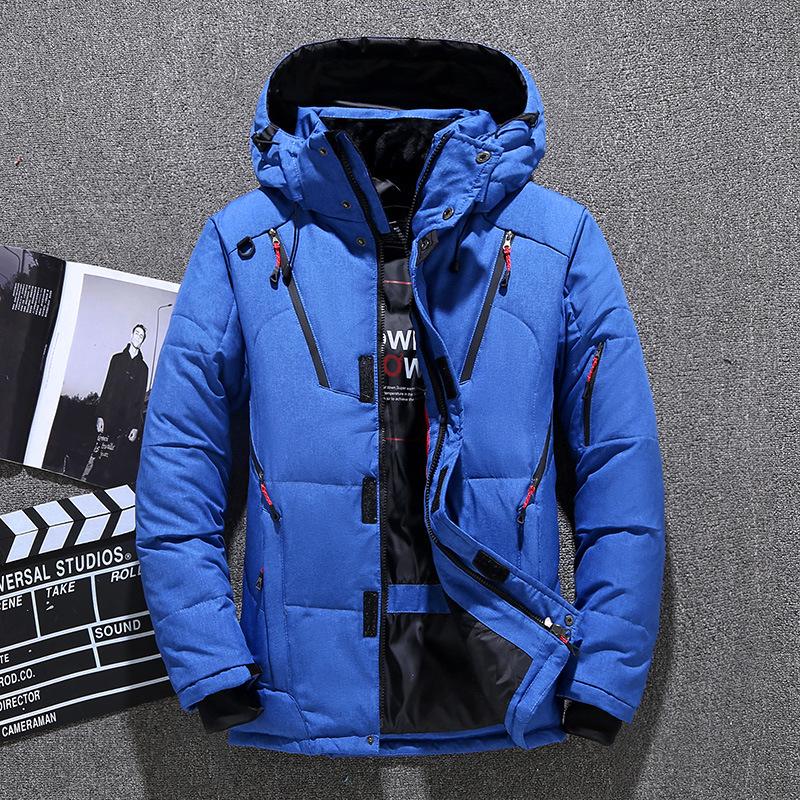 Herren Daunenjacke Herren Kurze Herren Winter Casual Outdoor Verdickte Winterjacke mit Kapuze XXXXXL blau