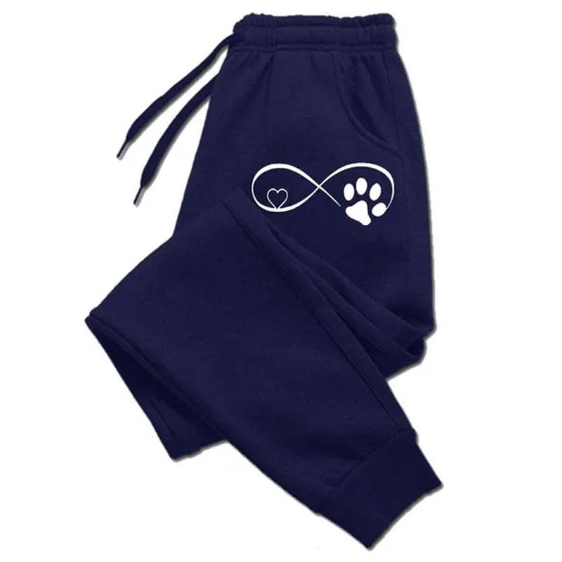 Neue Mode Gedruckt Lange Hosen Hosen Frauen Sport Hosen Lose Fleece Einfarbig Lange Hosen Outdoor Jogging Hosen 4XL navy blau