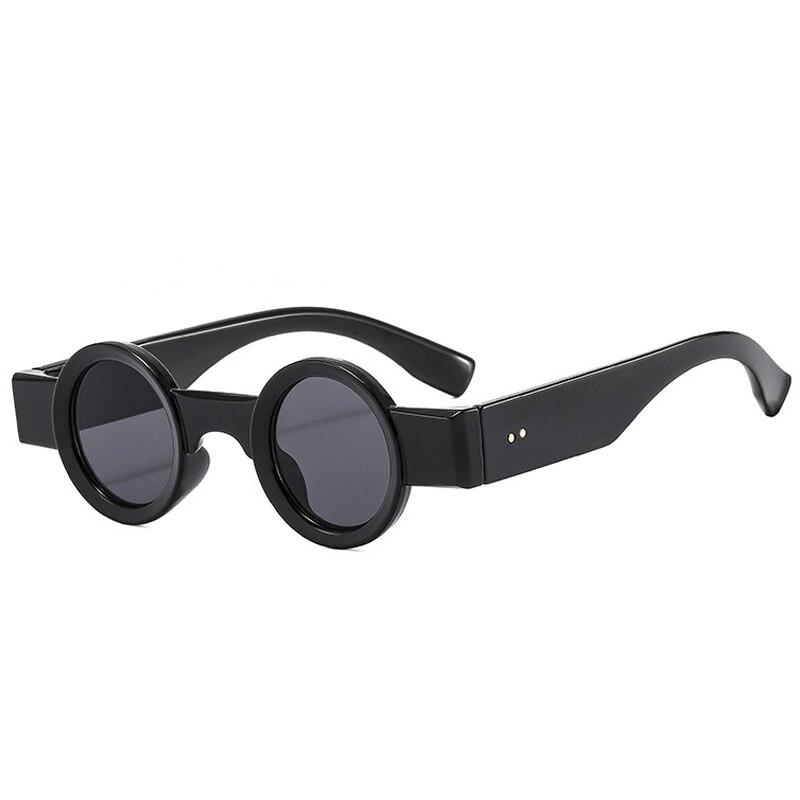 SHAUNA Beliebte Mode Kleine Runde Sonnenbrille Frauen Retro Punk Shades UV400 Männer Klar Ozean Objektiv Trend Nieten Sonnenbrille Black grey