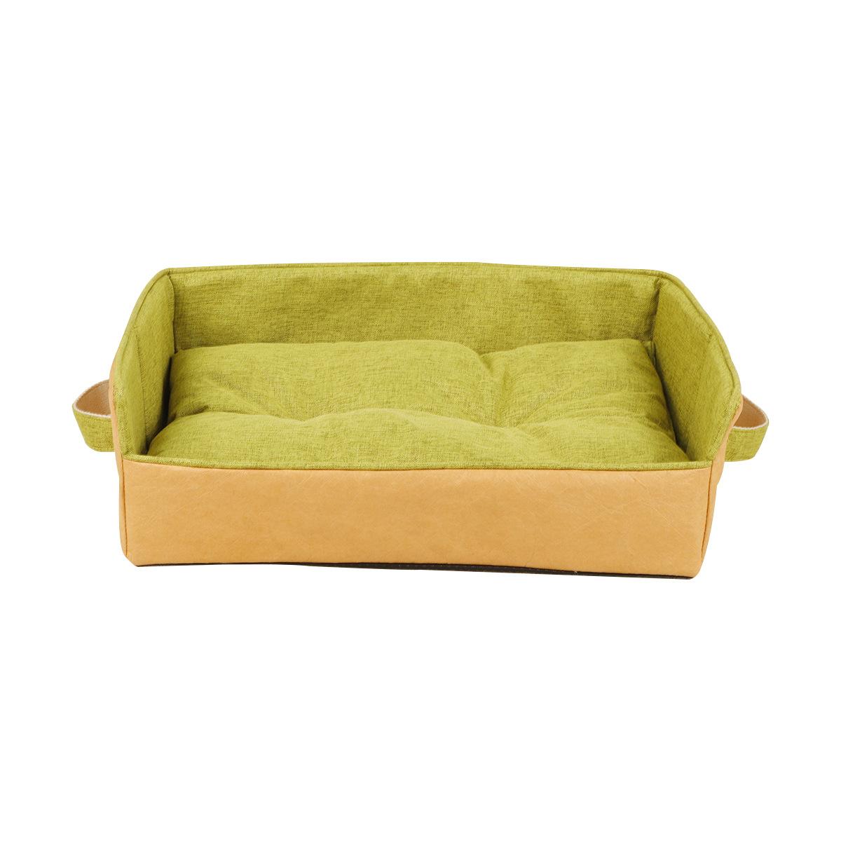 Sommer Neues Hundebett Faltbare Haustiermatte Teddy Kleine und Mittlere Hunde Leinen Atmungsaktives Hundebett Haustierbedarf S:42*31*12CM yellow