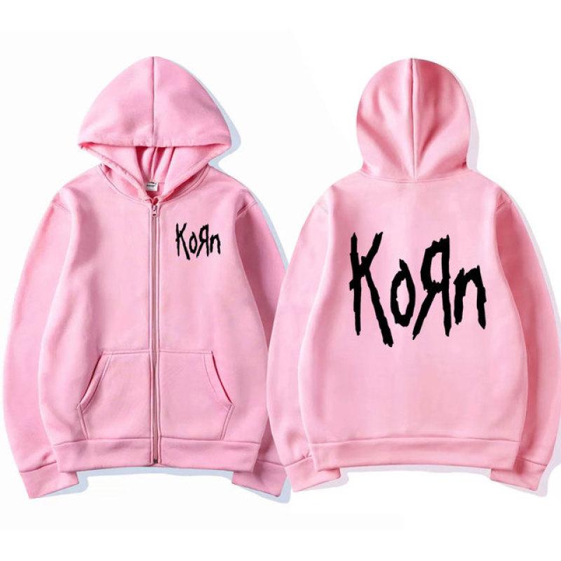 Korn Rock Band Letter Logo Zipper Hoodie Damen Metal Gothic Vintage Übergroße Zip Up Hoodies Streetwear Punk Sweatshirts Jacken XXL