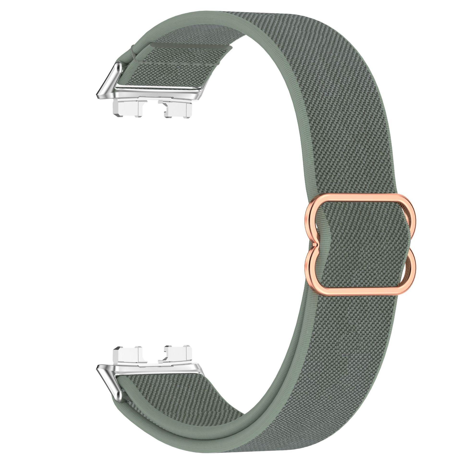 Geflochtenes Nylonarmband für Huawei Band 10 9 8 NFC-Armband Elastisches Uhrenarmband für Huawei Band 10 9 8 NFC-Bandabdeckungszubehör For Huawei band 10 kiefer, die grüne