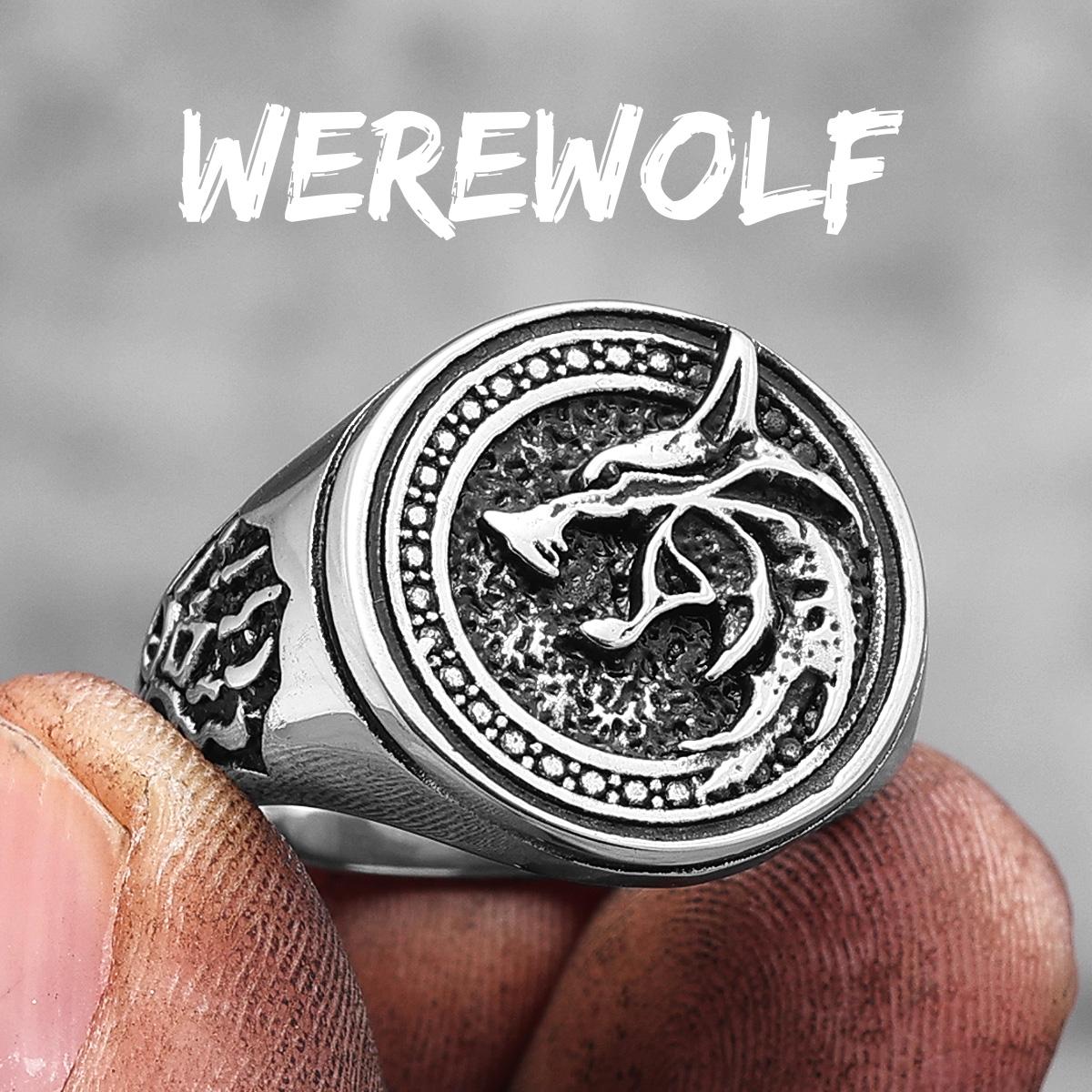 Wikinger-Zauberer, Wolfspfote, Edelstahl, Herrenringe, Punk, HipHop, einzigartig, trendig, für männliche Biker, Schmuck, Kreativität, Geschenk 11 white