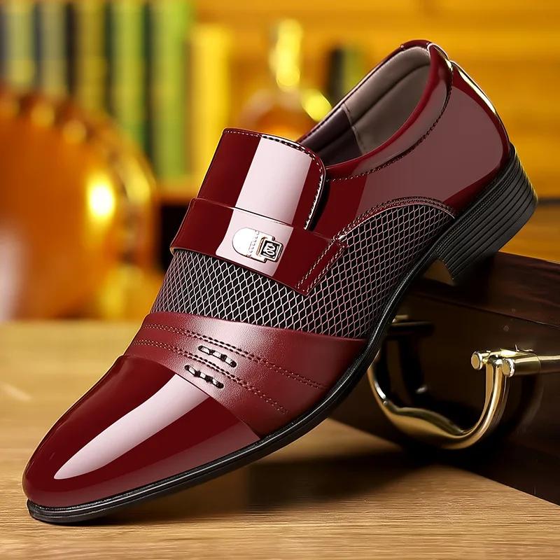 Klassische Herrenschuhe Formell Sozial Herrenschuhe Mann Business Lederschuhe Für Herren Slipper Brack Braun chaussure hommes 46 47 48 39 bordeaux