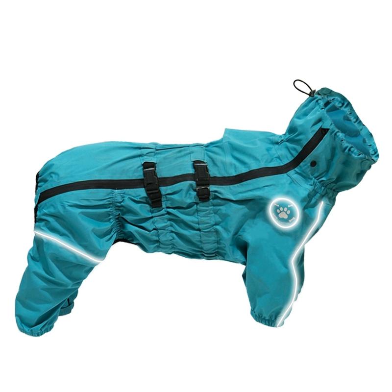 Wasserdichte Haustier-Hundejacke Reflektierender Regenmantel für Hunde Rot Hunde-Overalls und Strampler Herbst Winter Hunde-Regenmantel für große Hunde (Lake Blue,L) see-blaue