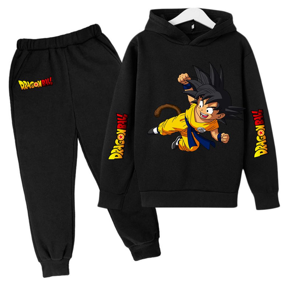 2025 MINISO Neue Winter Dragon BallHoodies + Hosen Kinderkleidung Jungen Goku Sets für Kinder Größen 100-160 Street Suit Kawaii Fashion Tops Anime 100