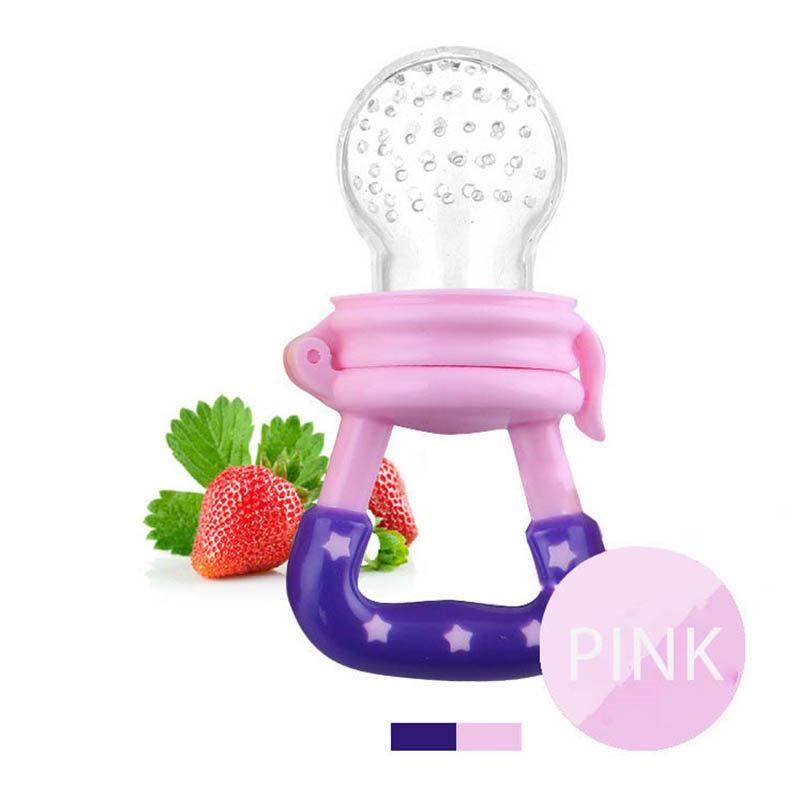 1 Stück Frischobst Lebensmittel Knabber Baby Schnuller Silikon Baby Feeder M rosa