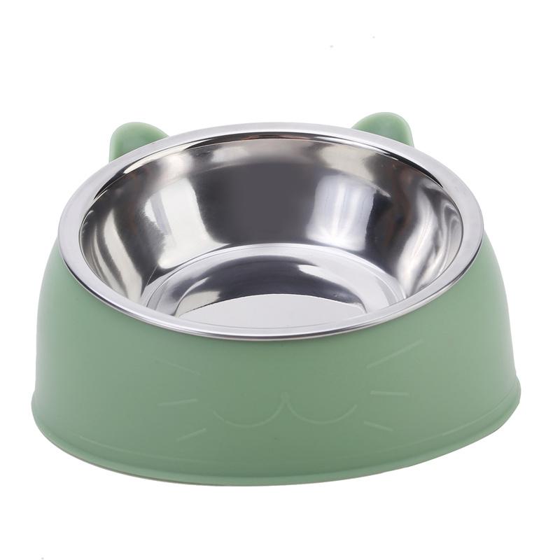 1 Stück Katzennapf Schön Kreativ Schräg Kätzchen Welpe Futter Fütterungsnäpfe Edelstahl Katzen Trinkspender Haustier Hunde Katzen Futterspender gray