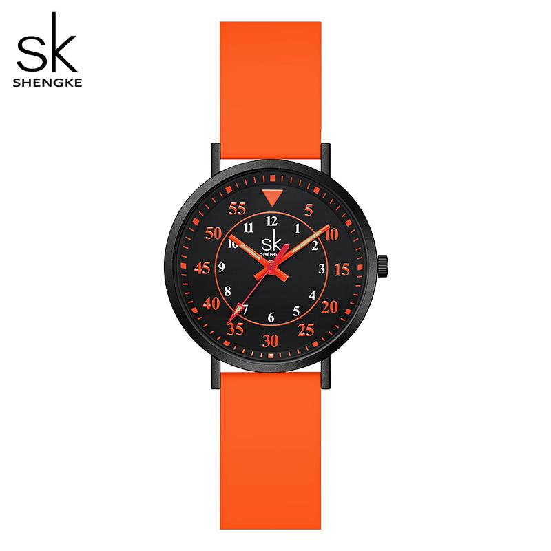 SHENGKE Sport Frauen Silikon Armband Uhren Neue Design Für Frau SK Quarz Armbanduhren Original Damen Uhr orange