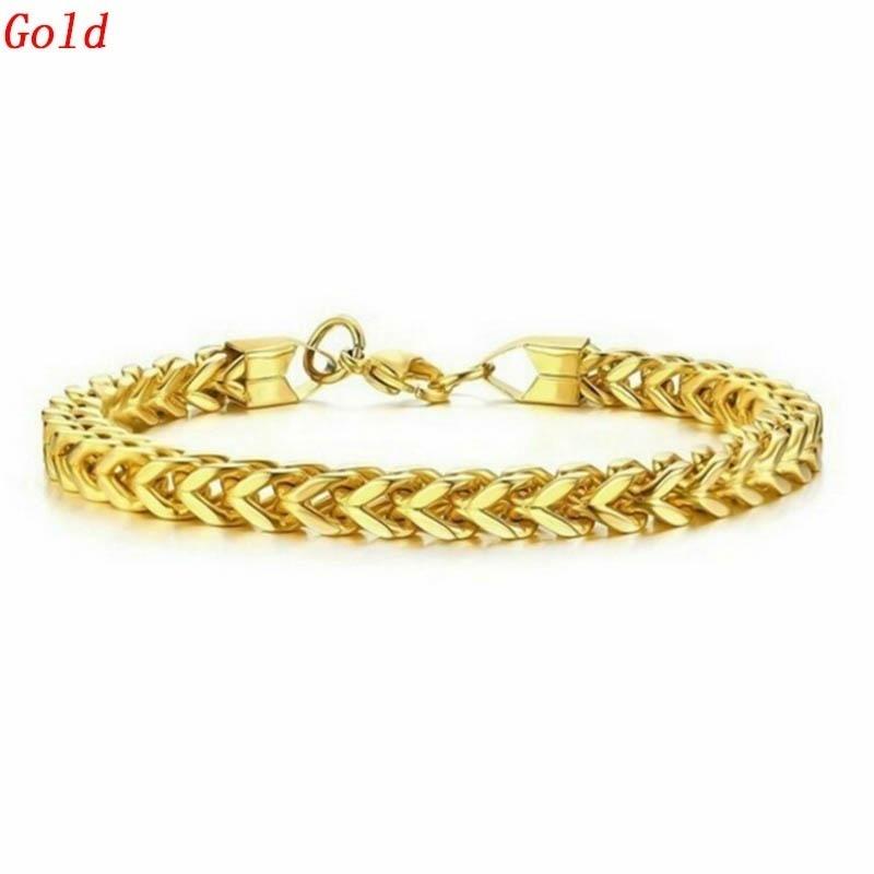 Elegante Edelstahl-Schlangenketten-Armbänder und Armreifen für Herren, Gliederketten-Armbänder, Schmuck, Geschenke gold