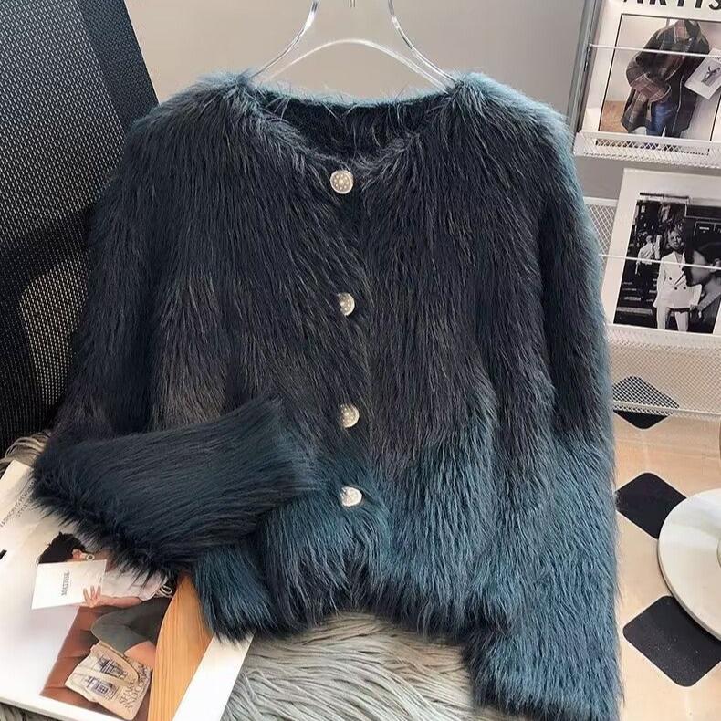 Imitation Nerz Kaschmir Strickjacke Pullover Mantel Frauen Herbst Winter Beliebte Europäische Weiche Strickjacke M schwarz