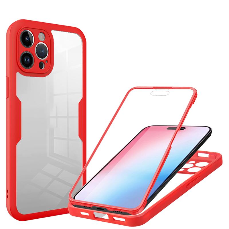 360 Ganzkörper-Displayschutz Transparente Hülle Für Samsung Galaxy S21 FE S22 S23 Plus S24 Ultra S25 Edge Stoßfeste Handyhülle Galaxy S21+ 5G rot